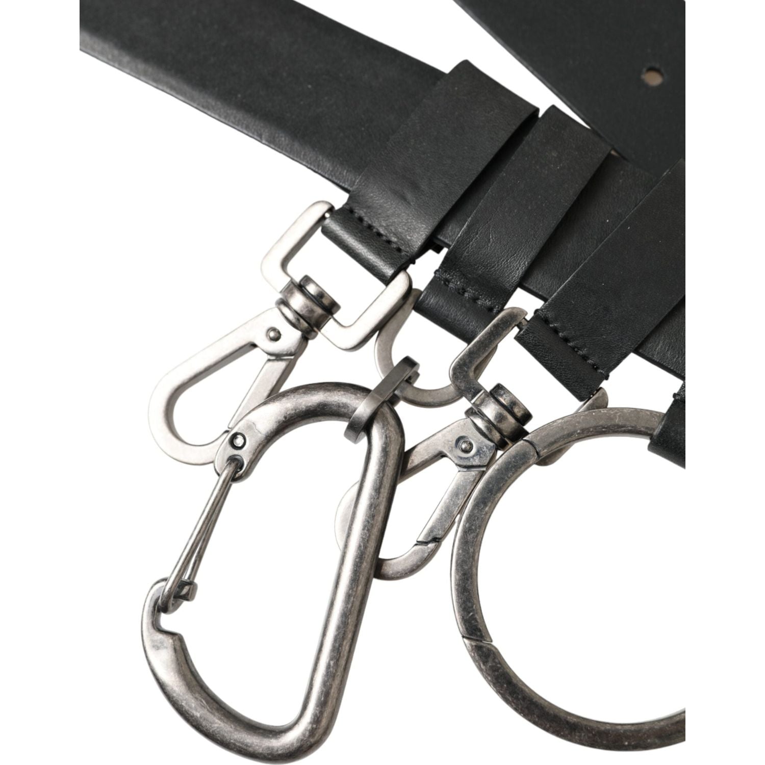 Dolce & Gabbana Black Calf Leather Silver Metal Buckle Belt