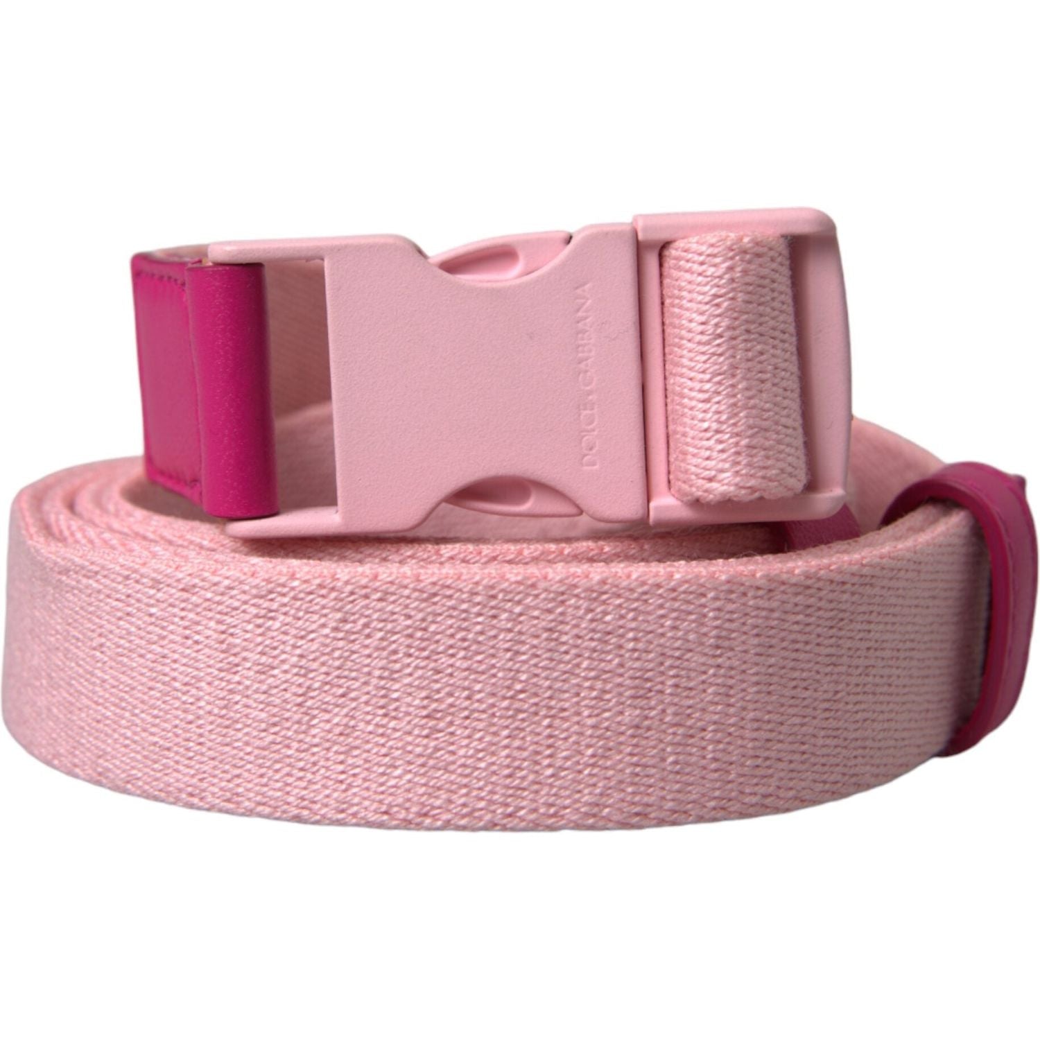 حزام نسائي من دولتشي آند غابانا مصنوع من قماش مطاطي باللون الوردي مع مشبك بلاستيكي