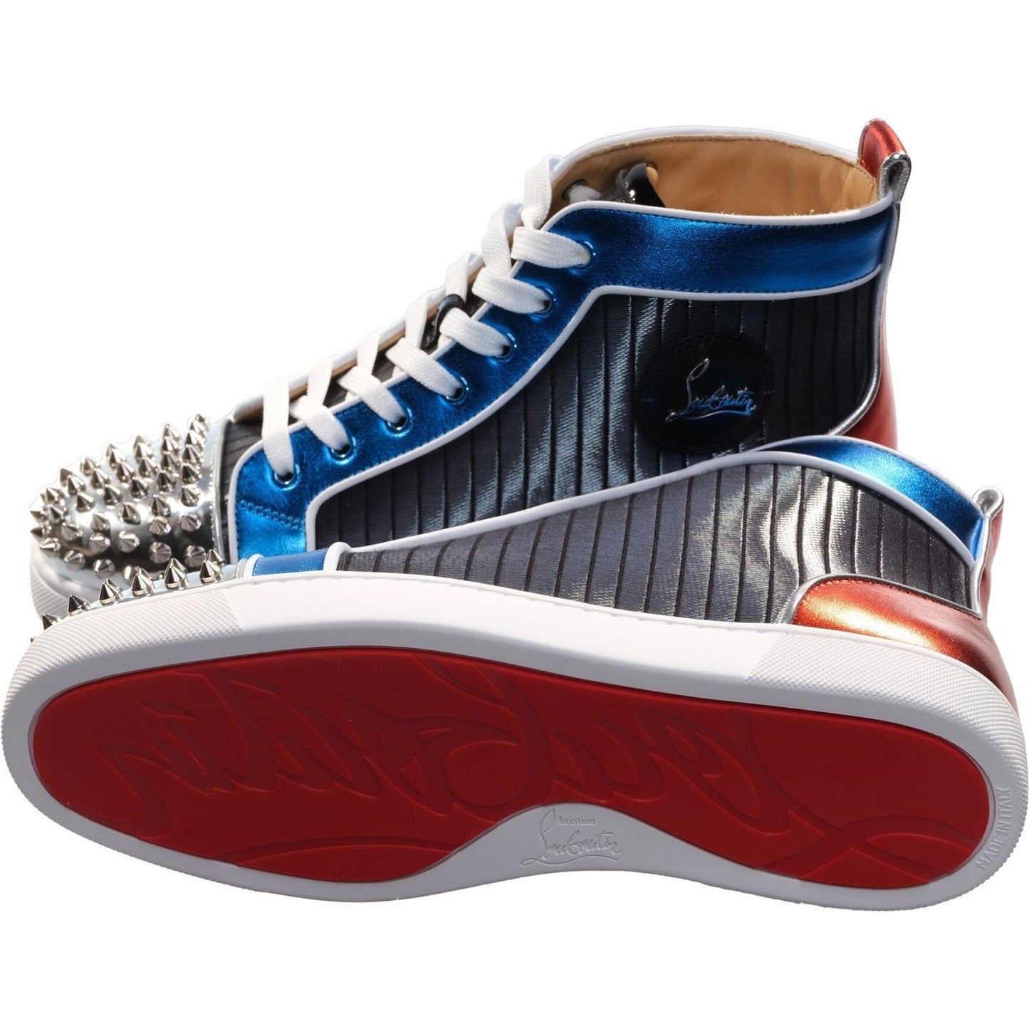 Louis Spikes Orlato Flat Multi Coloured Leather High Top Sneakers