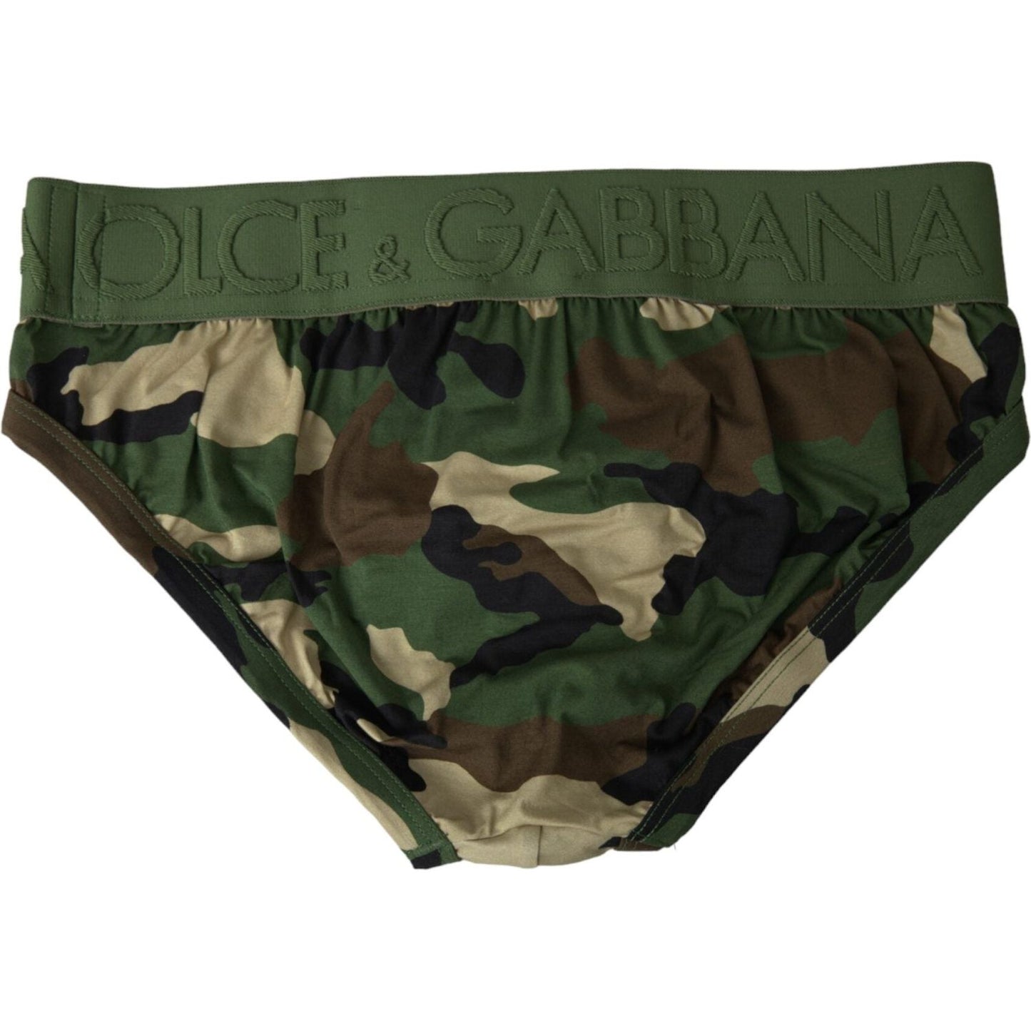 Green Camouflage Logo Cotton Mid Slip Underwear