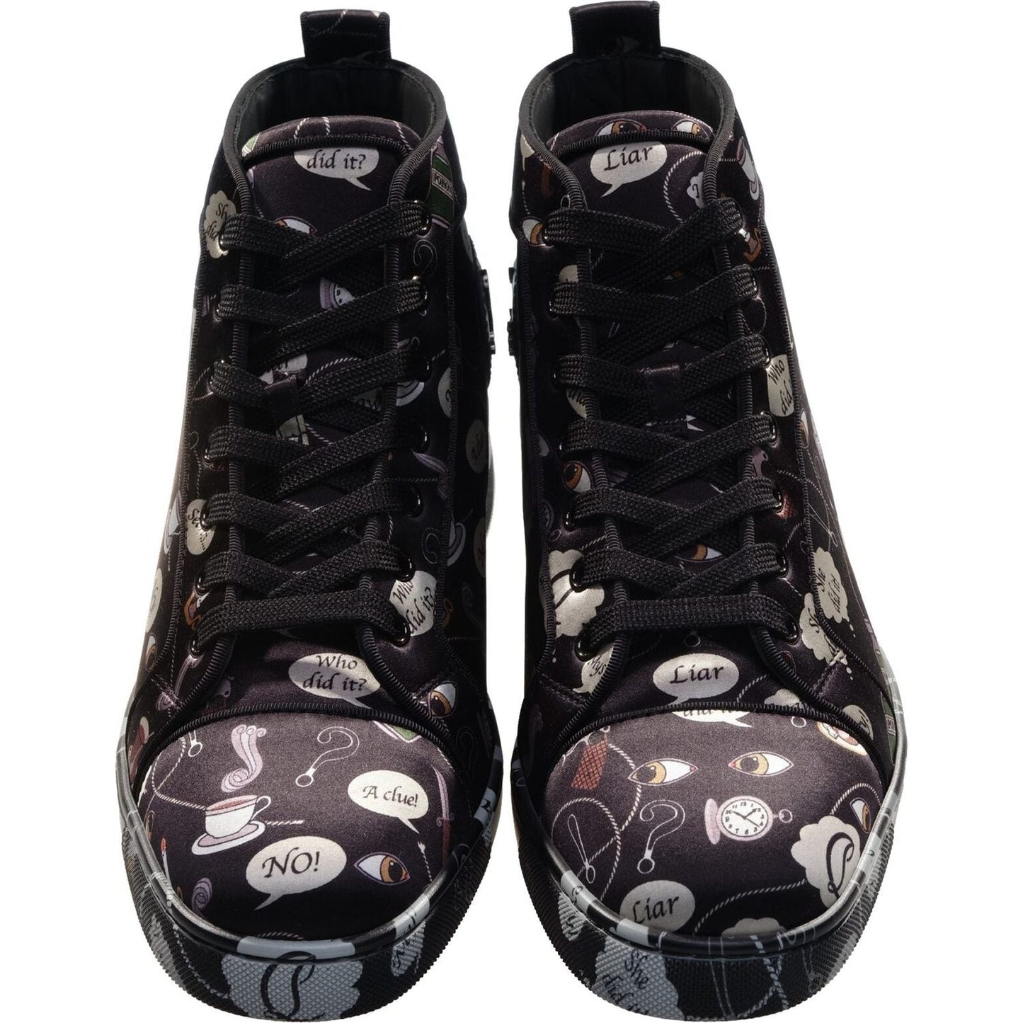 Louis Orlato Flat Crepe Satin Weapons Print High Top Sneakers