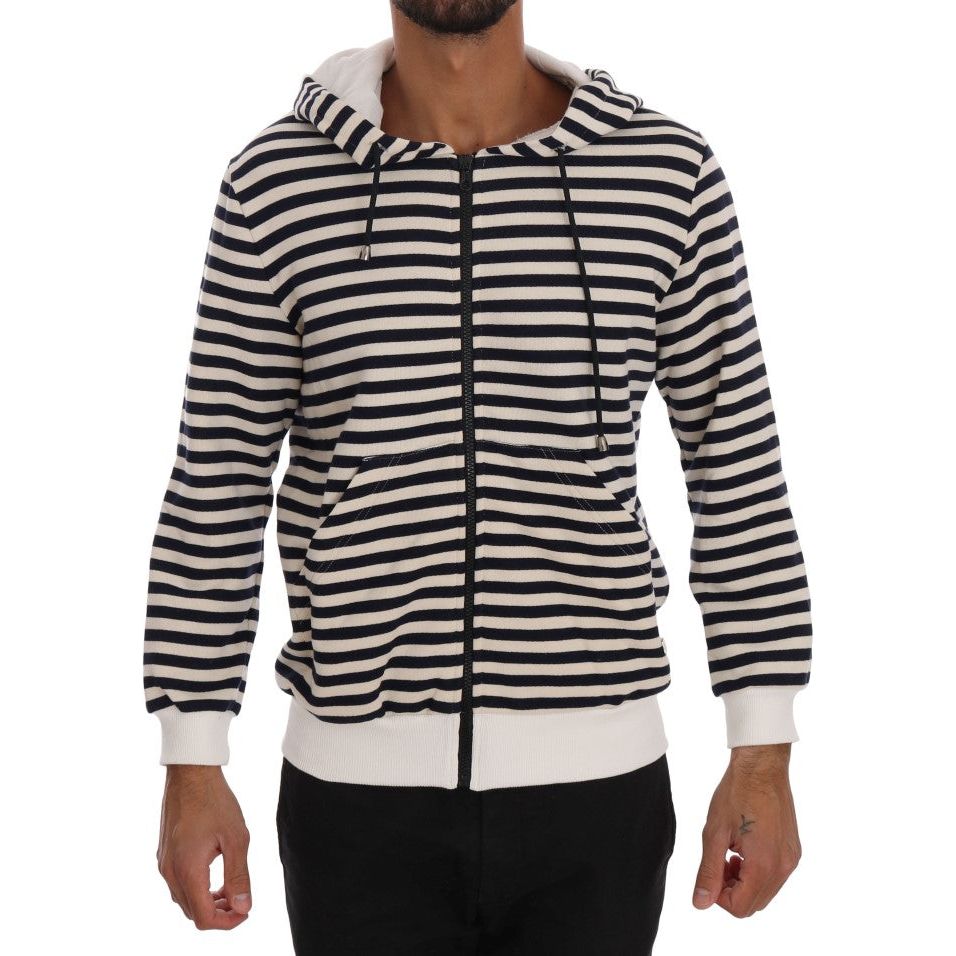 Elegant Full Zip Hooded Striped Sweater