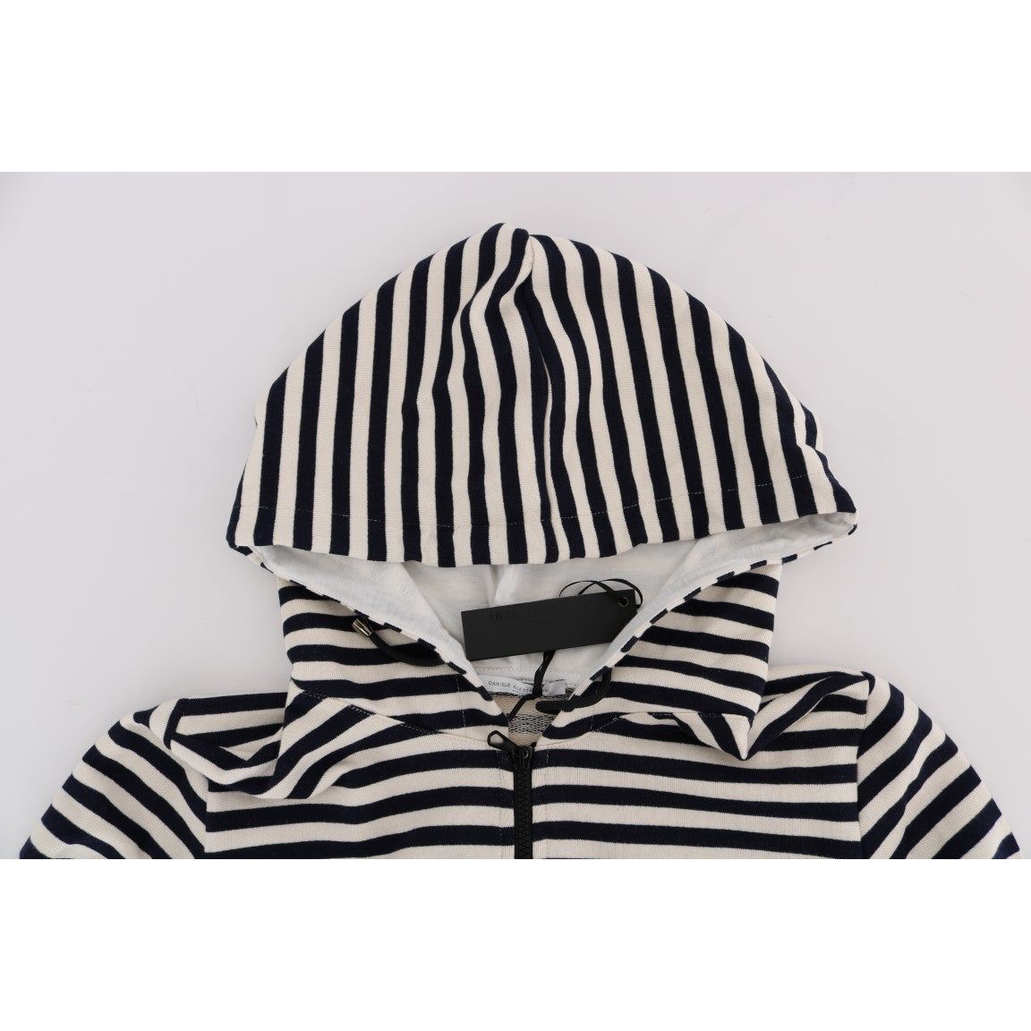 Elegant Full Zip Hooded Striped Sweater