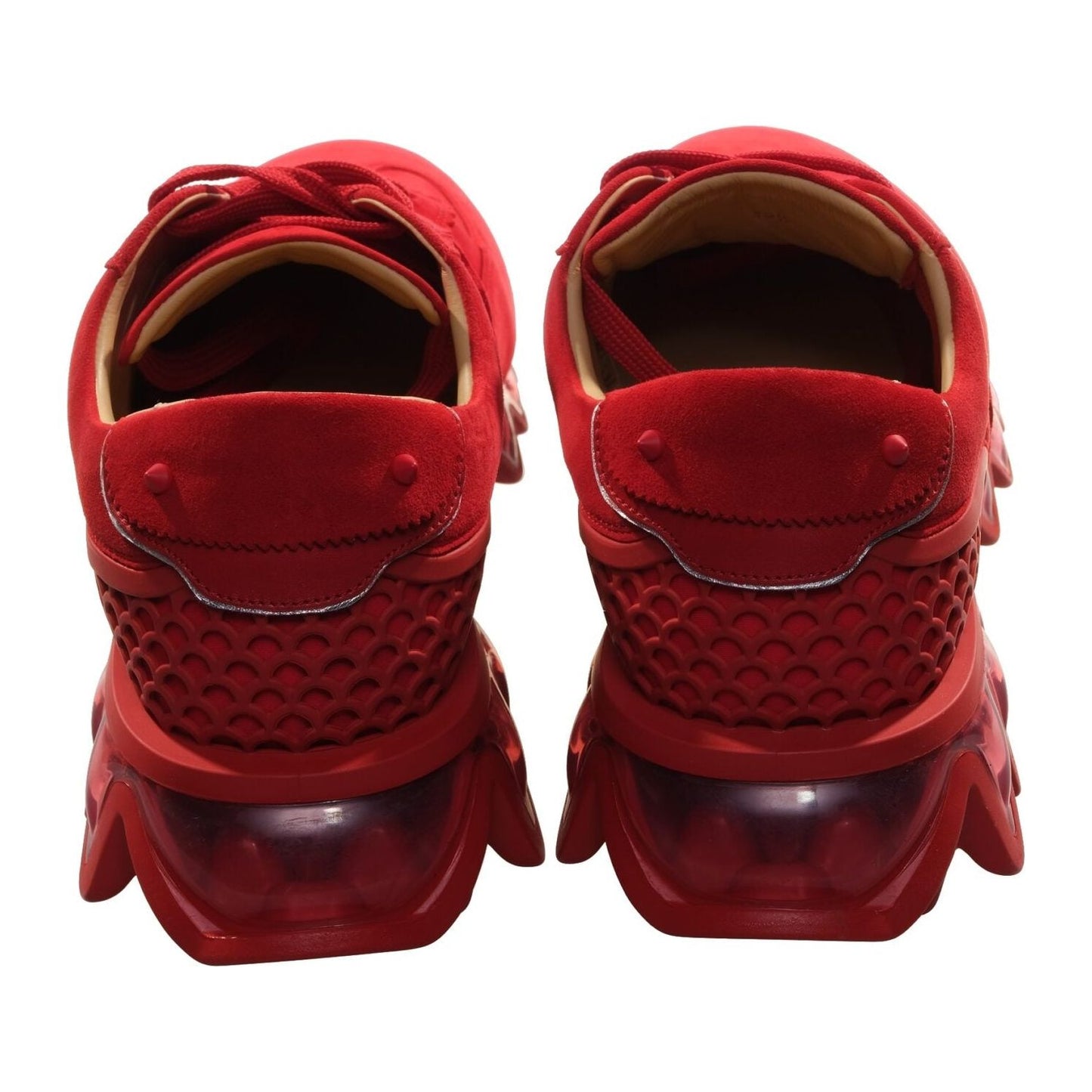 Loubishark Flat Red Suede Laceup Sneakers