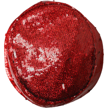 Dolce & Gabbana Red Sequined Nylon Bucket Hat Men