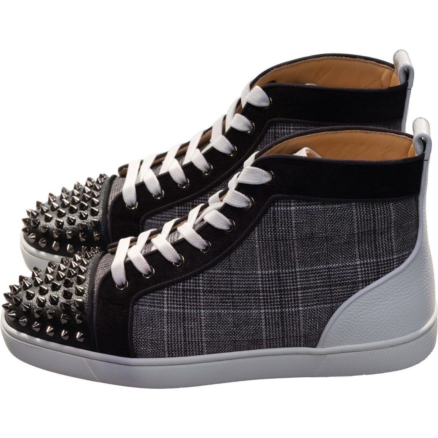 Lou Spikes Orlato Flat Contrast and Studded High Top Sneakers