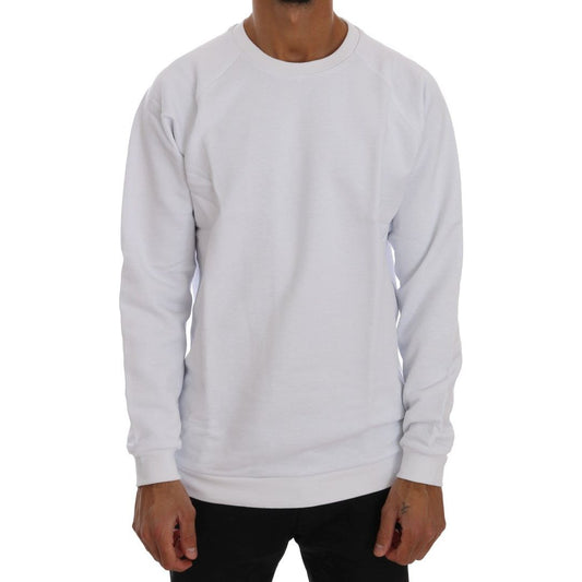 Elegant White Crewneck Cotton Sweater