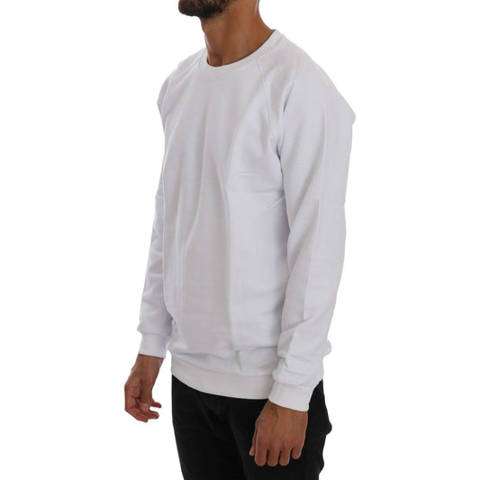 Elegant White Crewneck Cotton Sweater