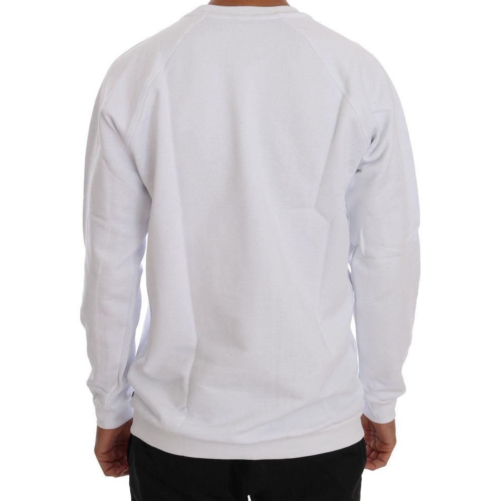 Elegant White Crewneck Cotton Sweater