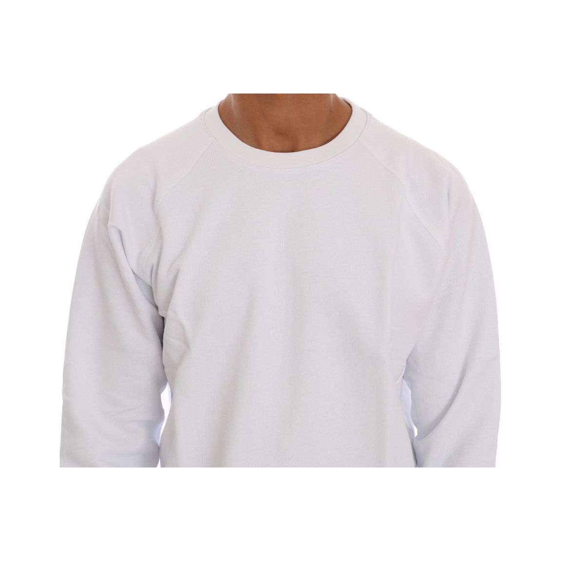 Elegant White Crewneck Cotton Sweater