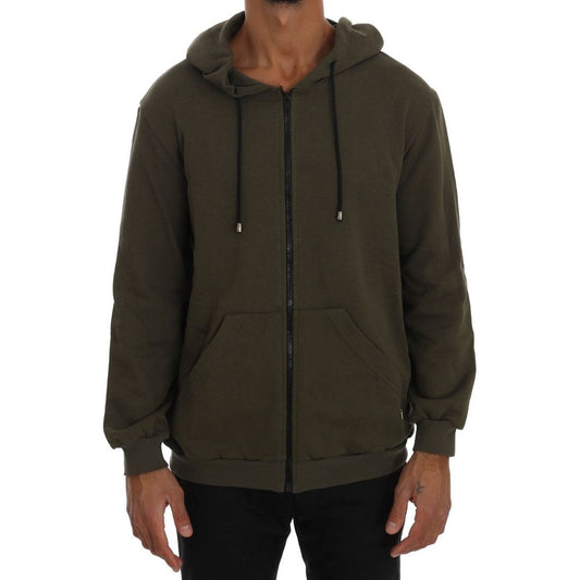 Elegant Green Full Zip Hooded Sweater