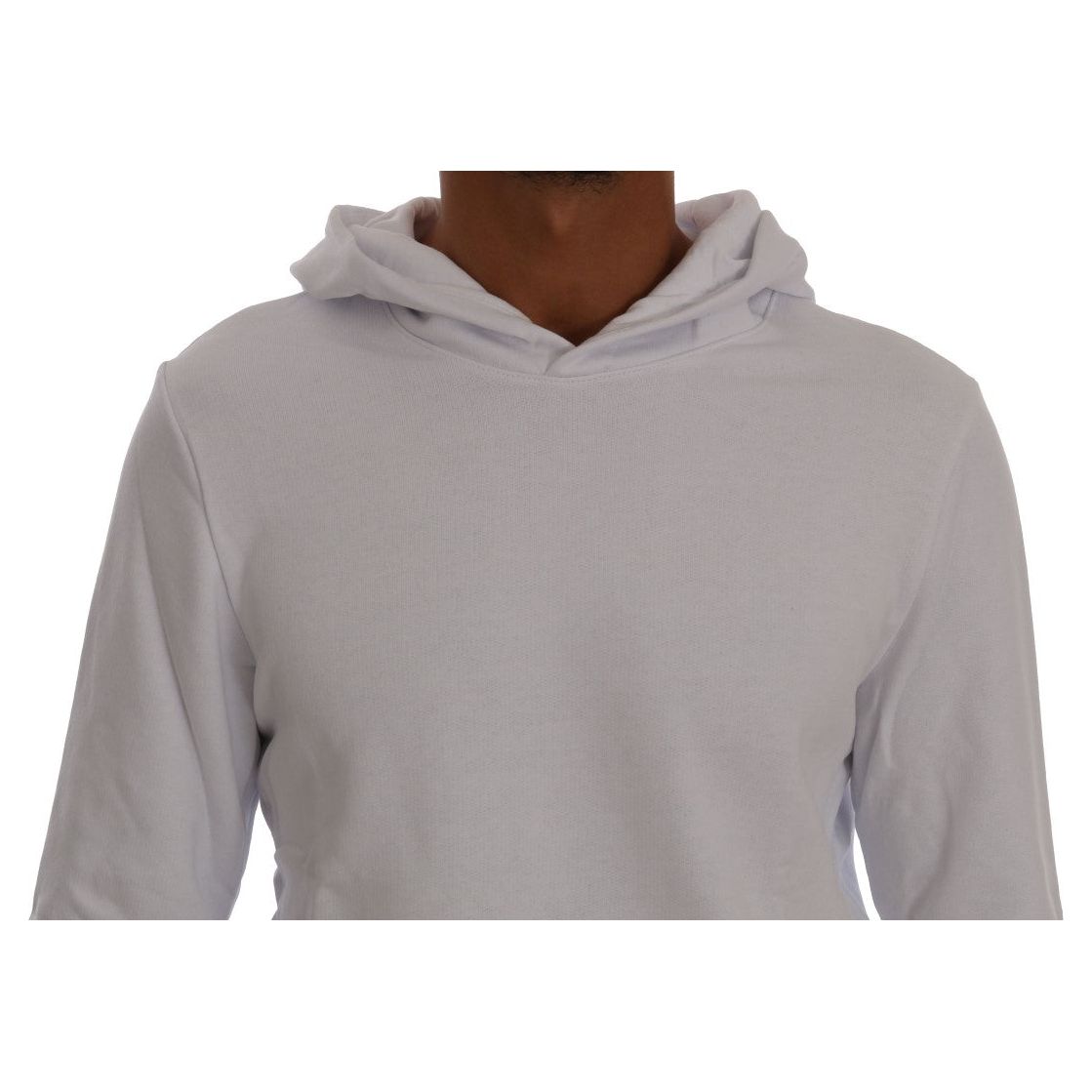 Elegant White Cotton Hooded Sweater