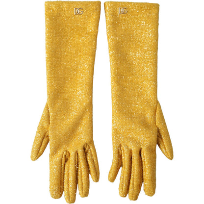 Dolce & Gabbana Gold Lurex Fantasia Mid Arm Length Gloves