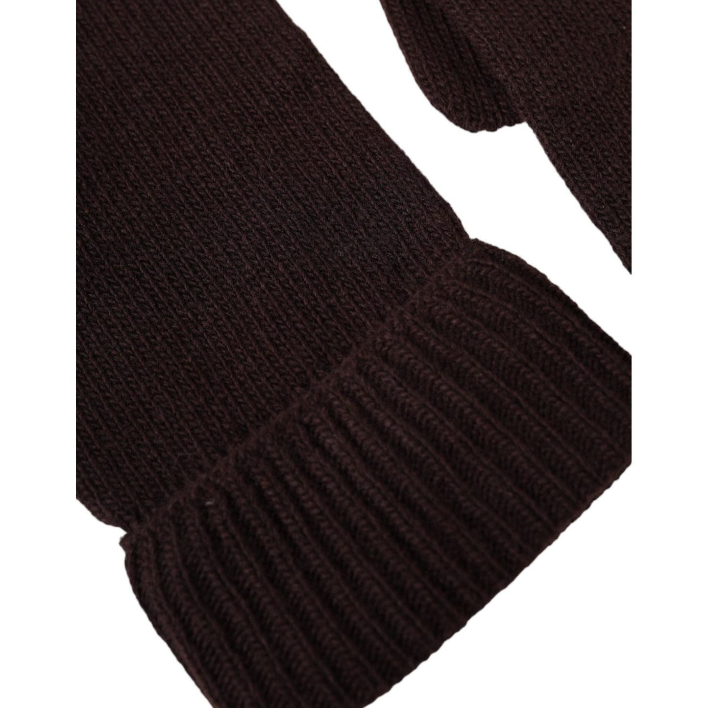 Dolce & Gabbana Brown Wool Knitted Wrist Length Gloves Dolce & Gabbana