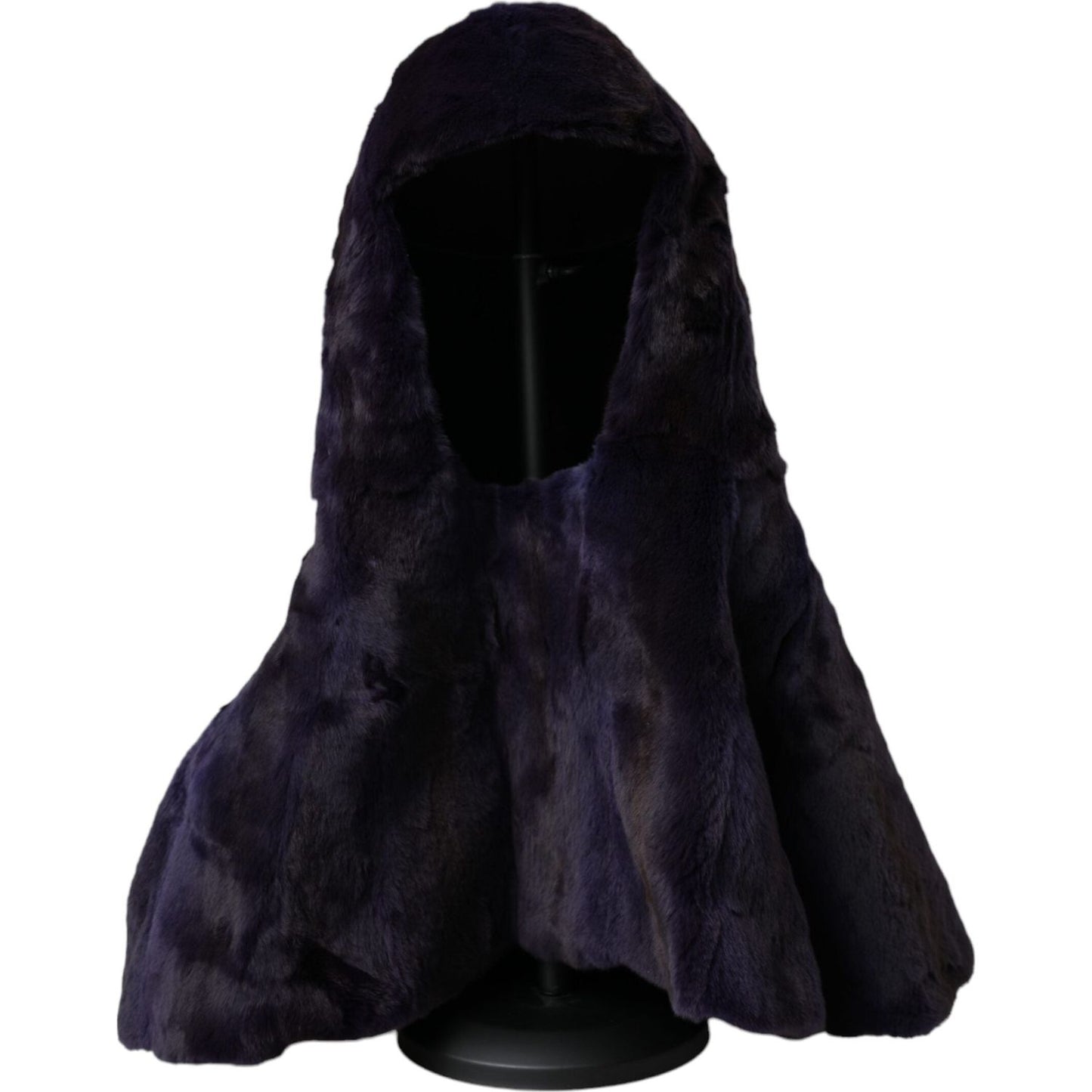 Dolce & Gabbana Black Weasel Fur Whole Head Wrap Hat