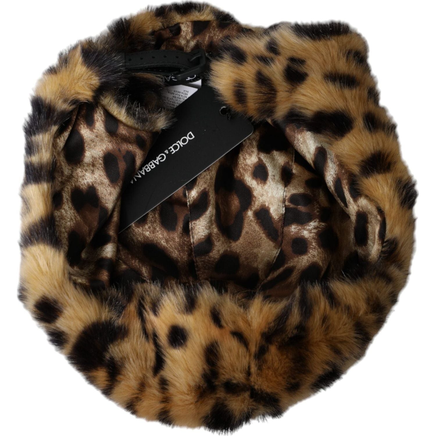 Dolce & Gabbana Brown Leopard Fur Women Bucket Hat