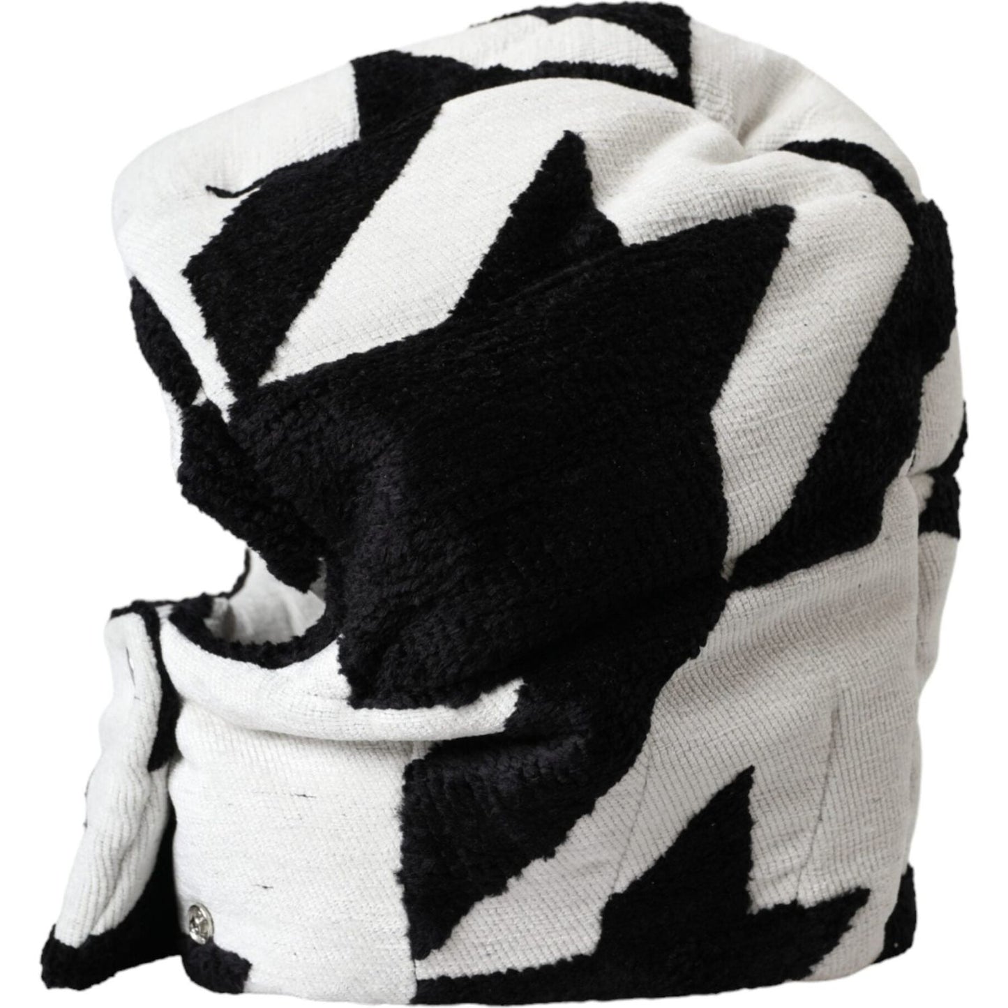 Dolce & Gabbana Black White Wool Whole Head Wrap Hat Dolce & Gabbana