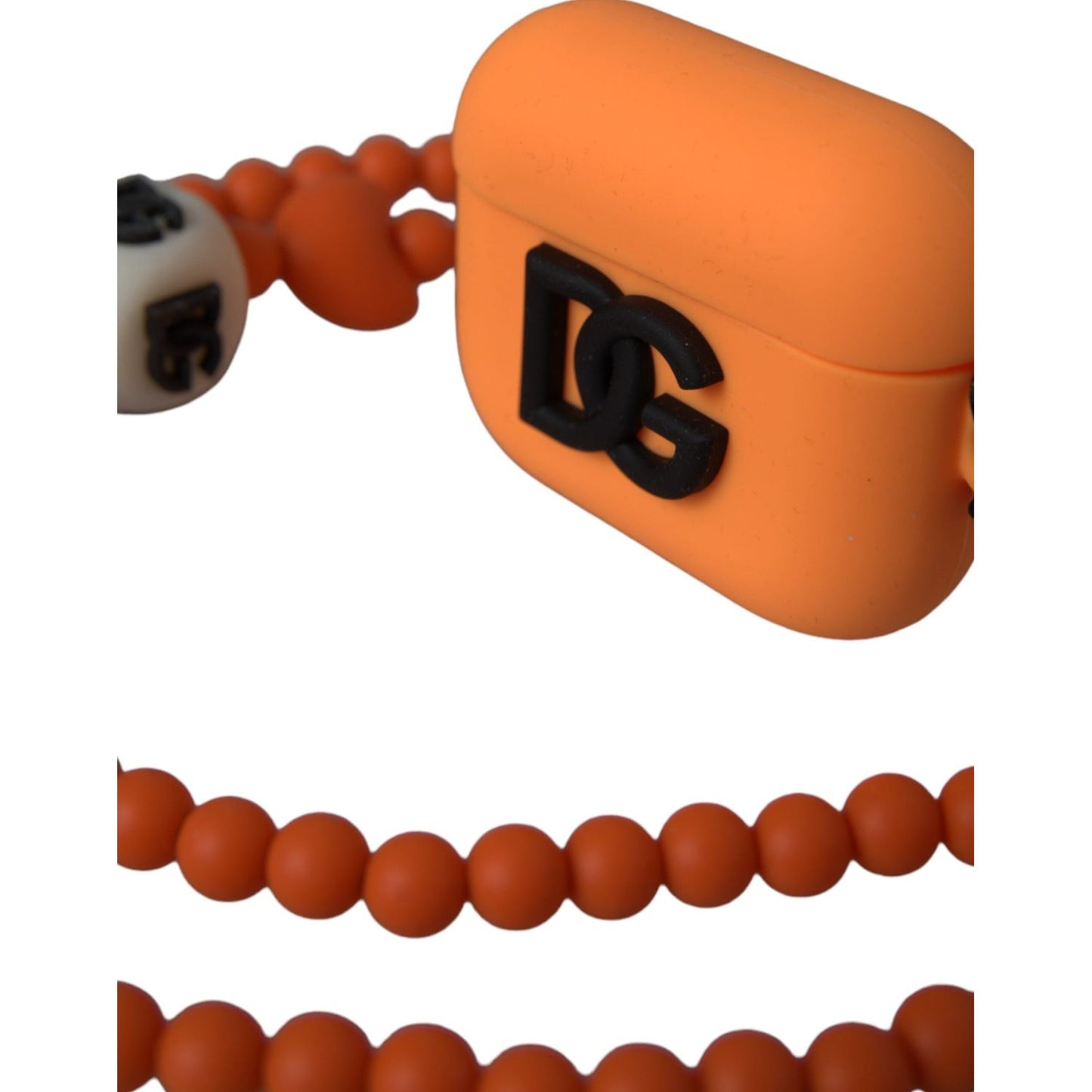 Dolce & Gabbana Orange Silicone Rubber Logo Beaded Strap Airpods Case Dolce & Gabbana