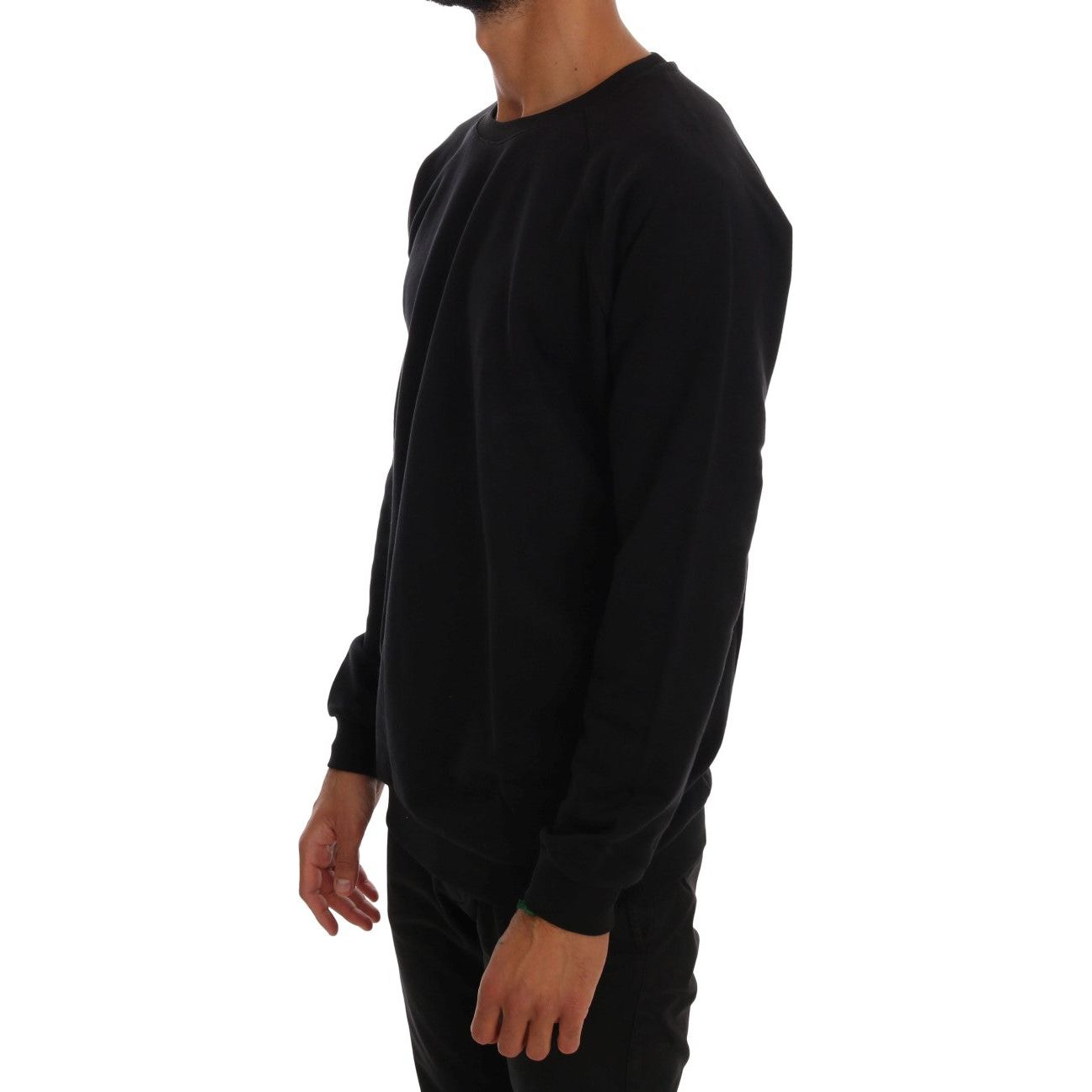 Elegant Black Cotton Crewneck Sweater