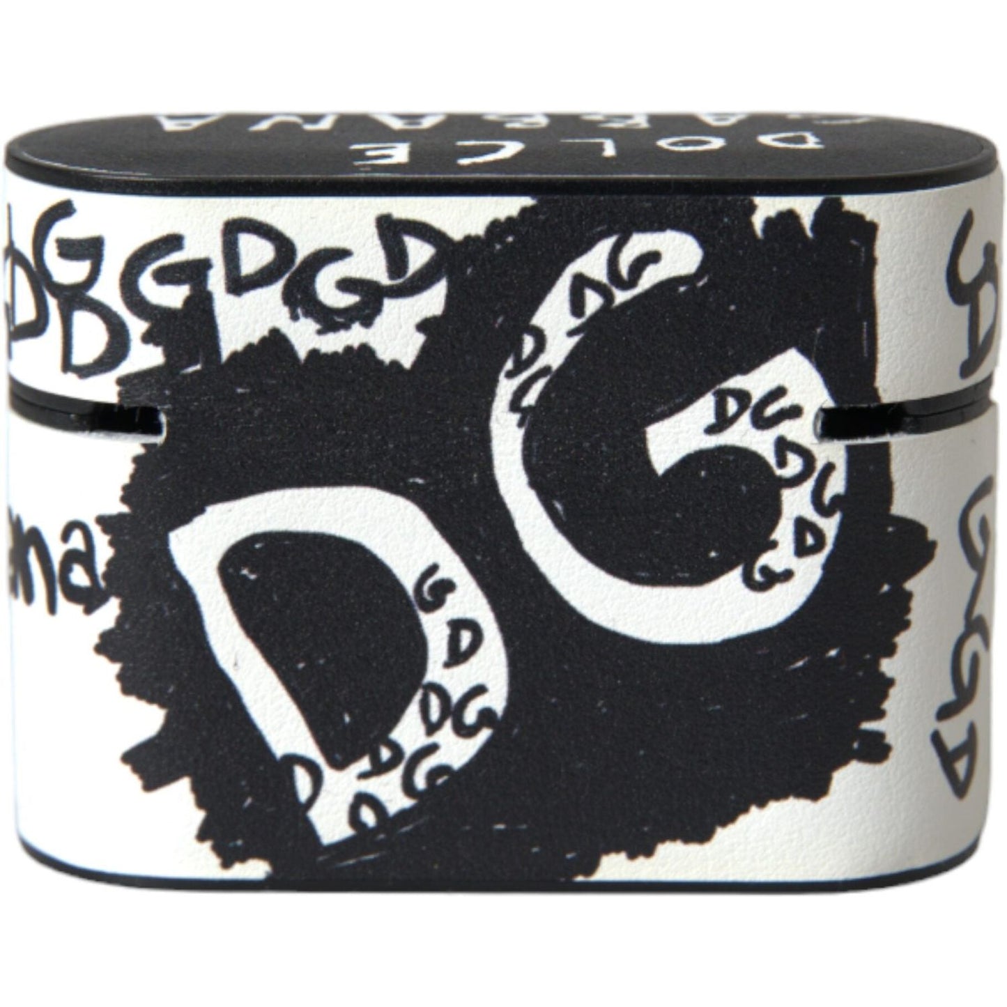 Dolce & Gabbana Black White Leather Scribble Embossed Logo Airpods Case Dolce & Gabbana