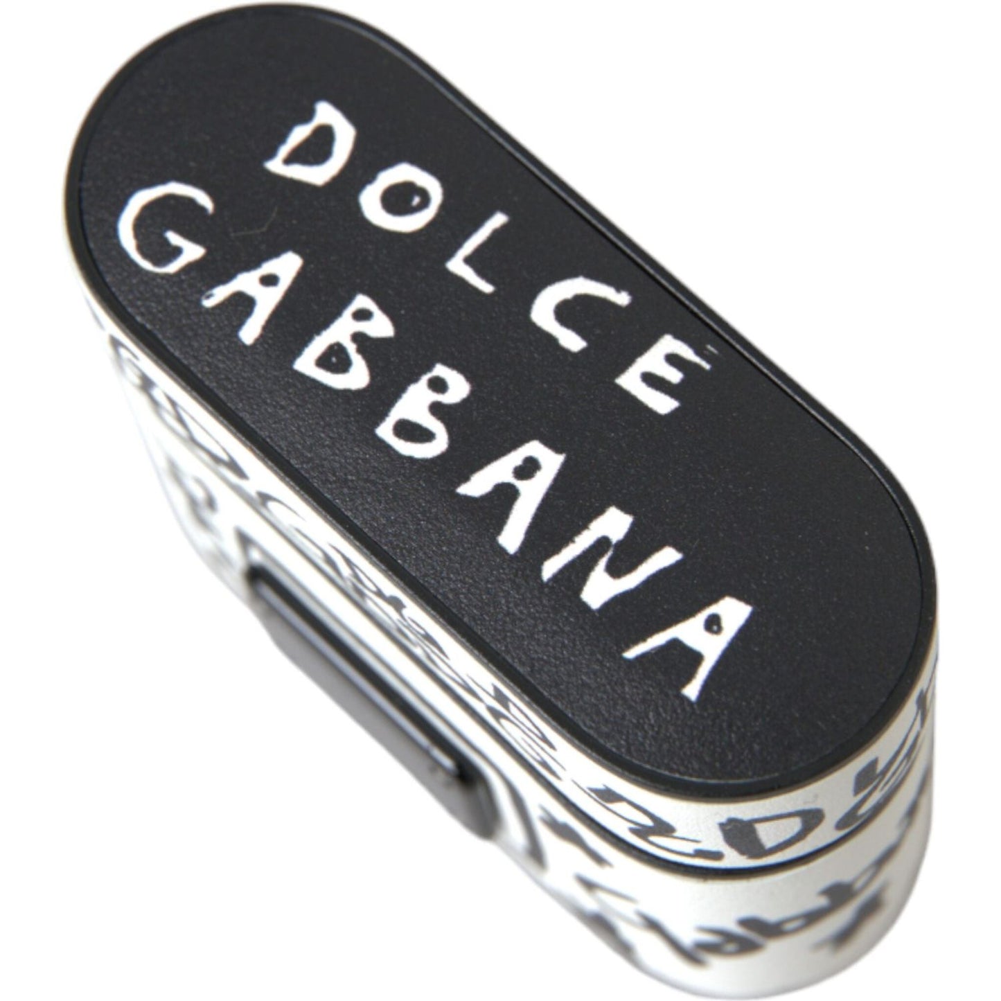 Dolce & Gabbana Black White Leather Scribble Embossed Logo Airpods Case Dolce & Gabbana