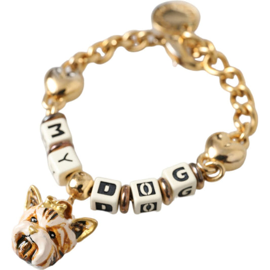 Gold Tone Brass Chain MY DOG Heart Bracelet