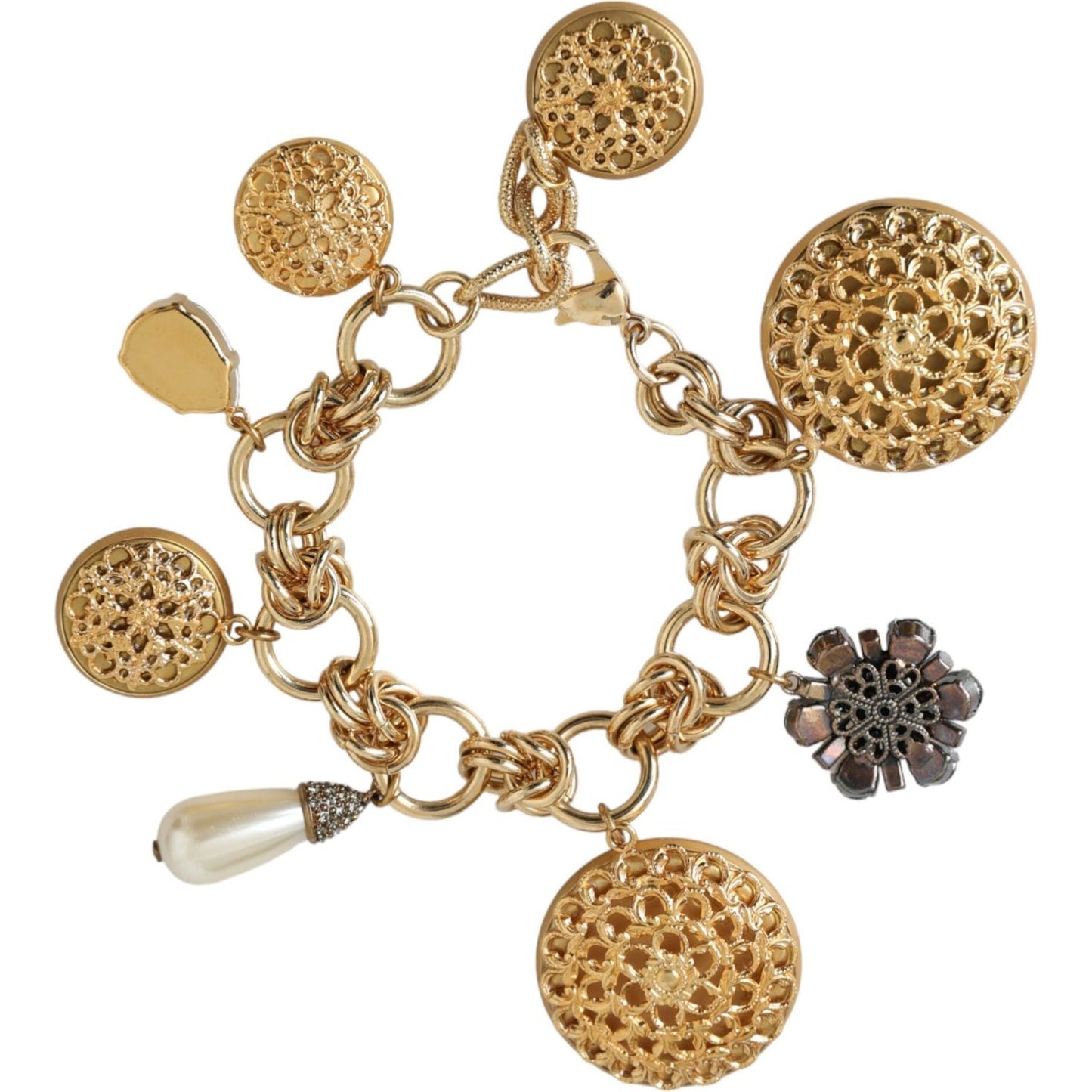 Gold Tone Brass Chain Crystal Women Bracelet