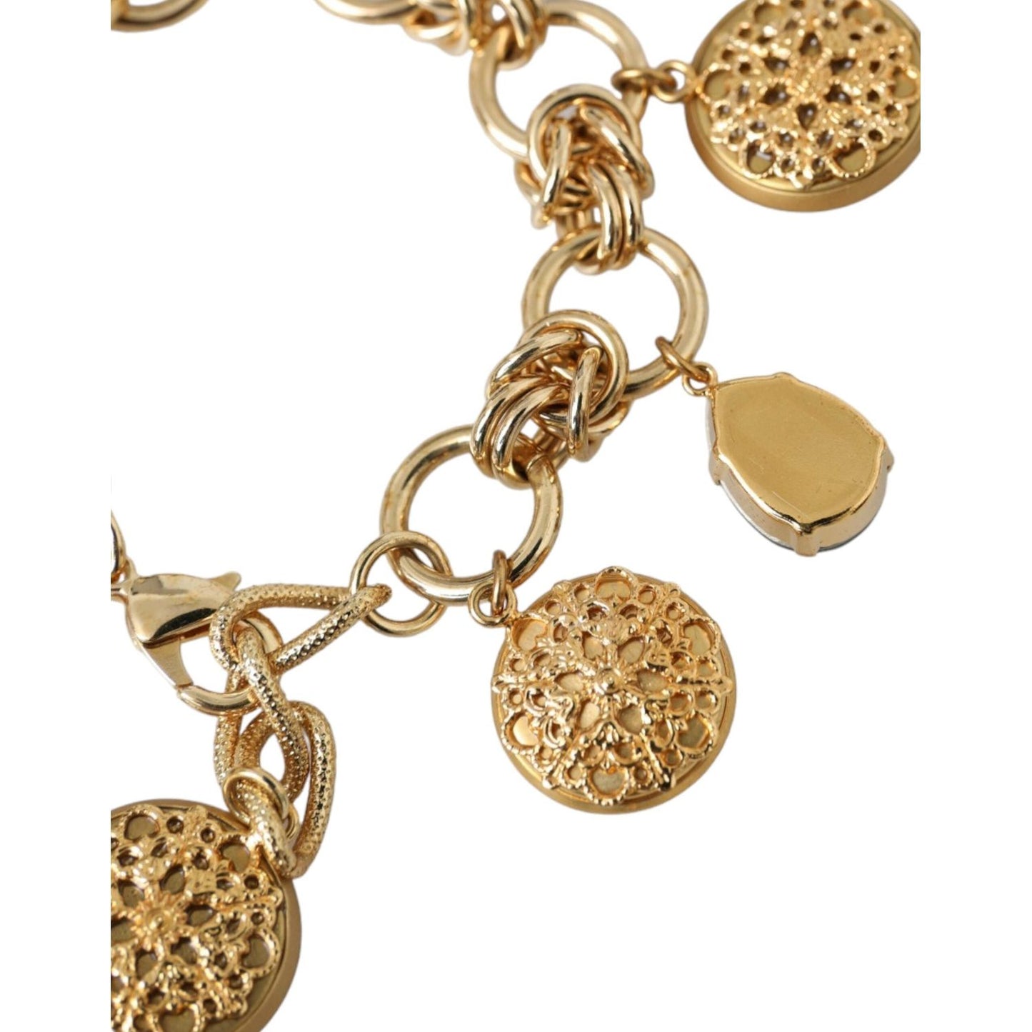 Gold Tone Brass Chain Crystal Women Bracelet