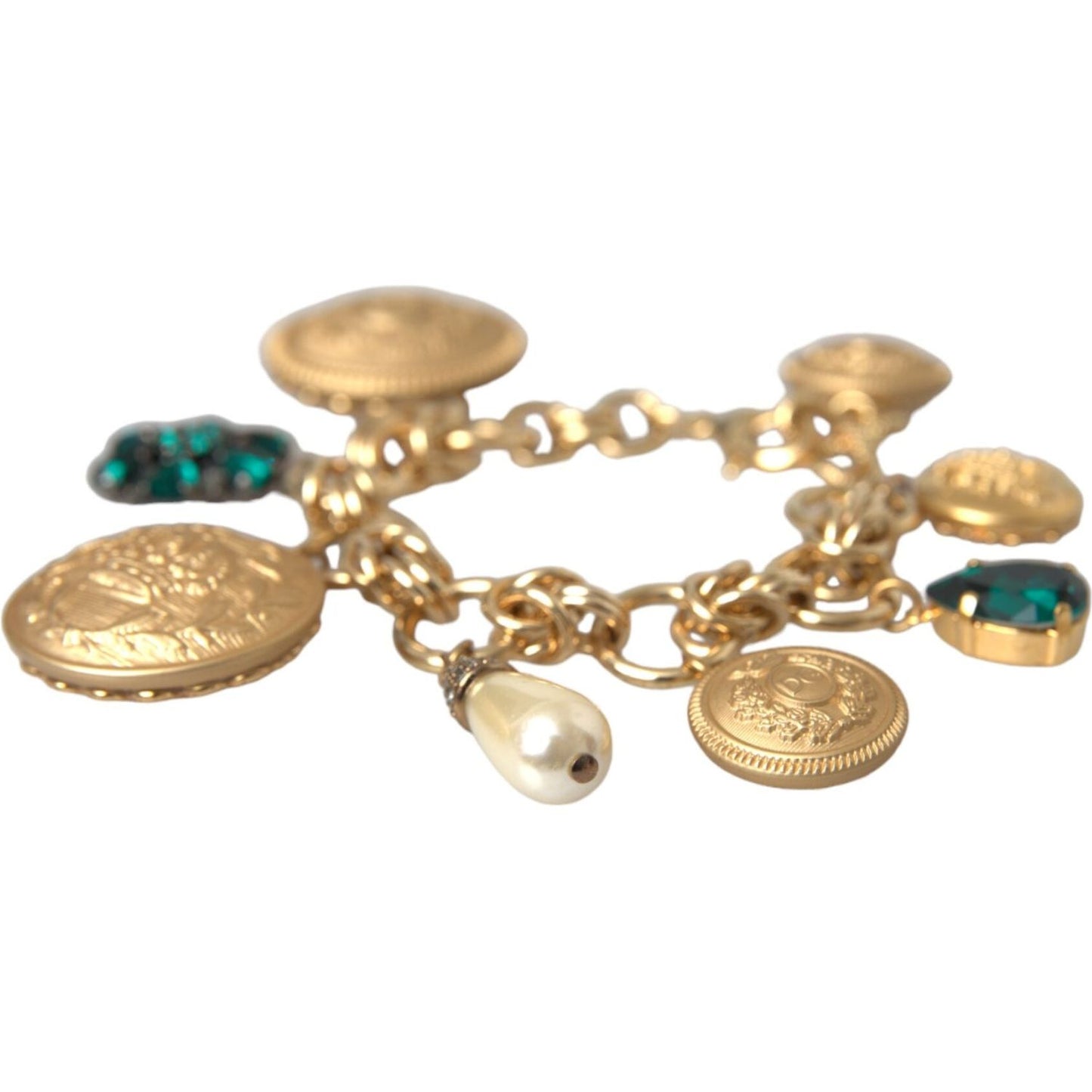 Gold Tone Brass Chain Crystal Women Bracelet