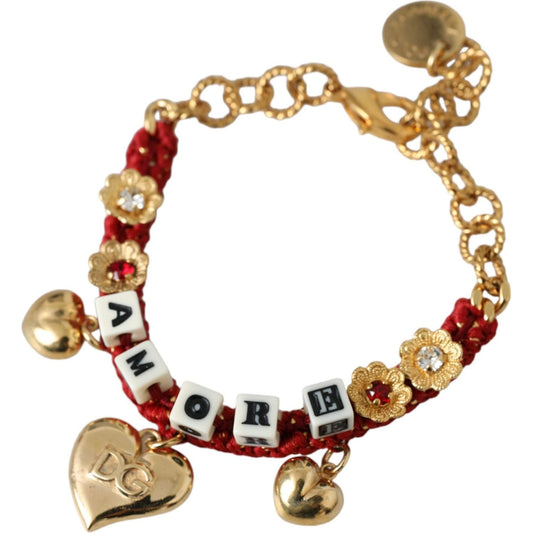 Gold Tone Brass Chain AMORE Fashion Bracelet