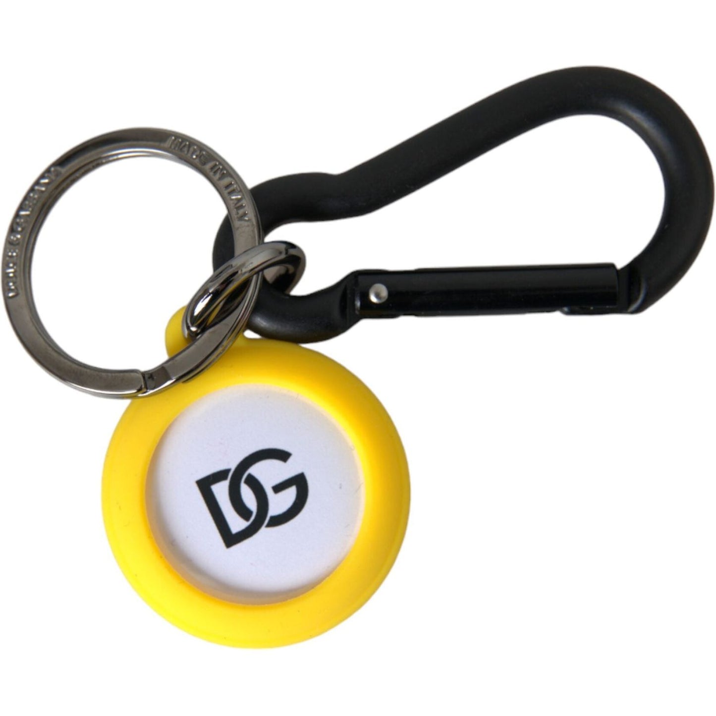 Dolce & Gabbana Yellow Rubber DG Logo Round Brass Metal Keyring Keychain Dolce & Gabbana