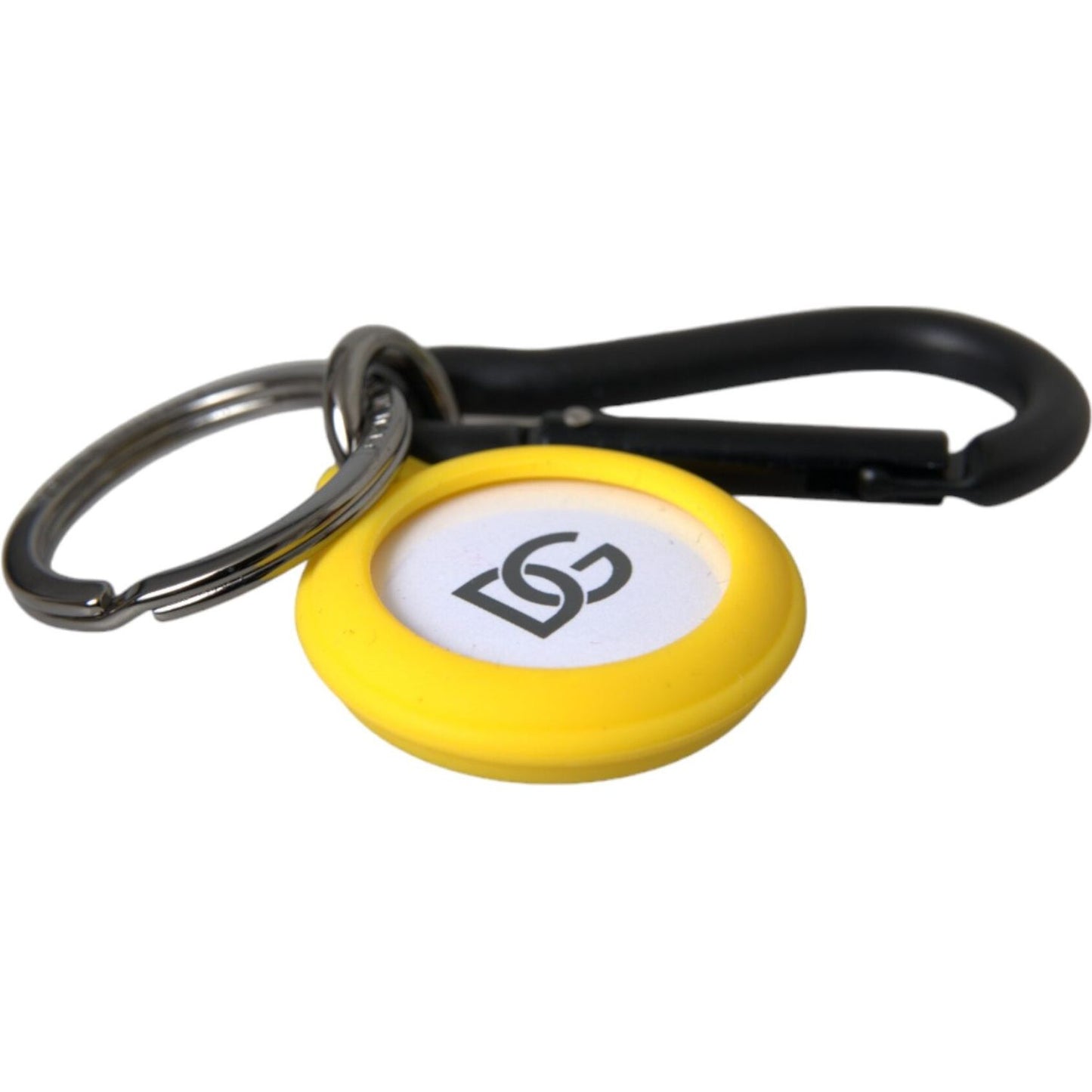 Yellow Rubber DG Logo Round Brass Metal Keyring Keychain