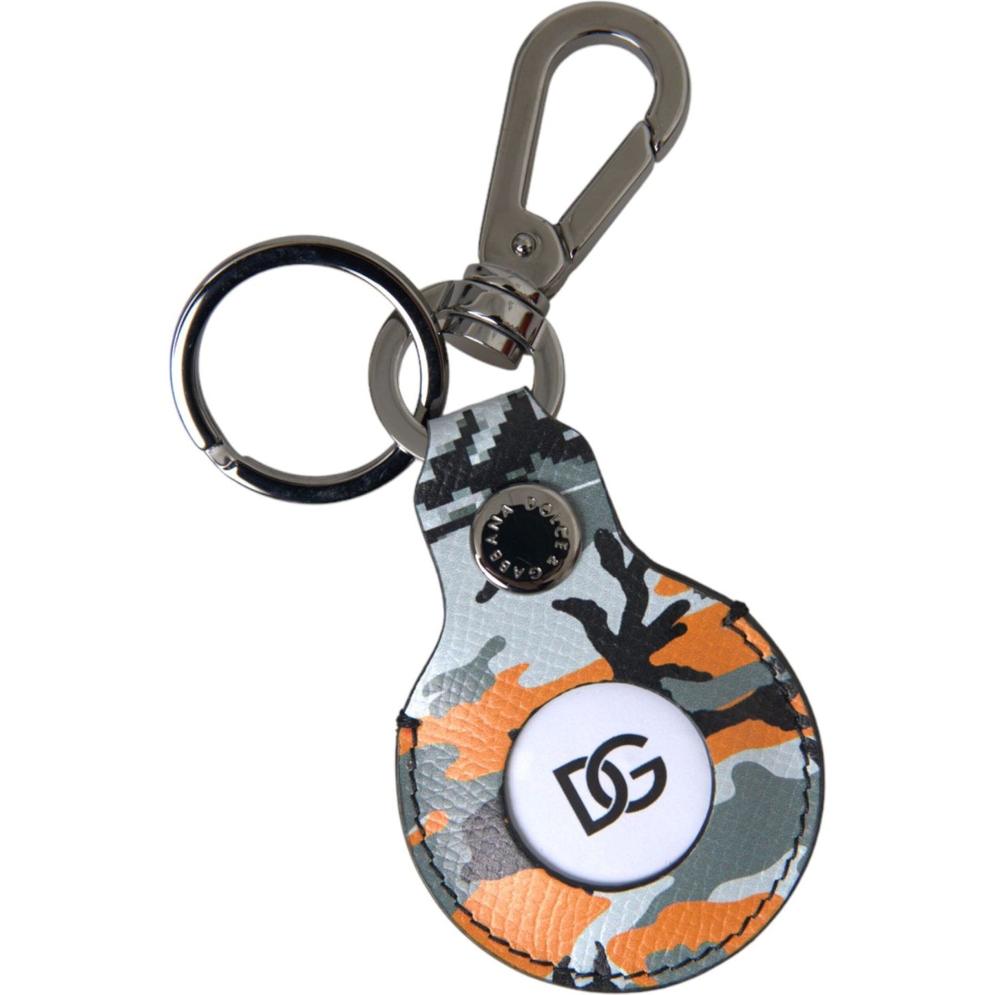 Camouflage Leather DG Logo Round Metal Keyring Keychain