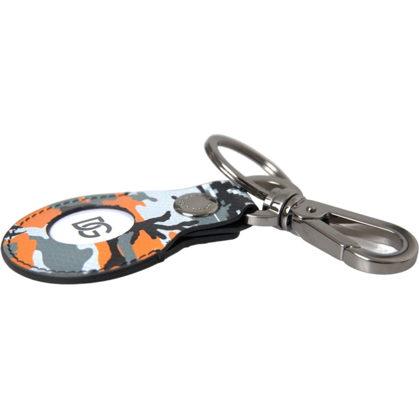 Camouflage Leather DG Logo Round Metal Keyring Keychain