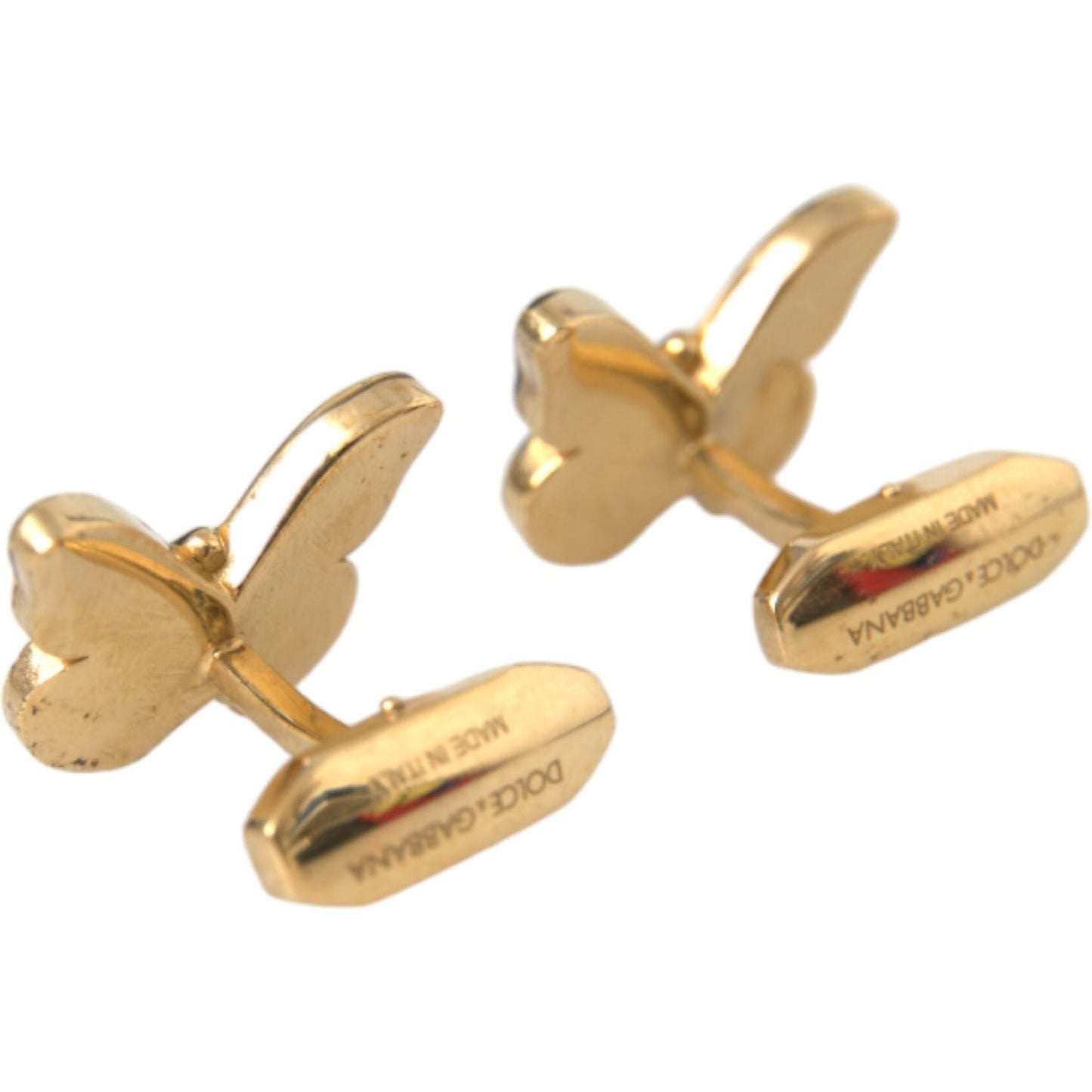 Gold Tone Brass Butterfly Enamel Men Cufflink