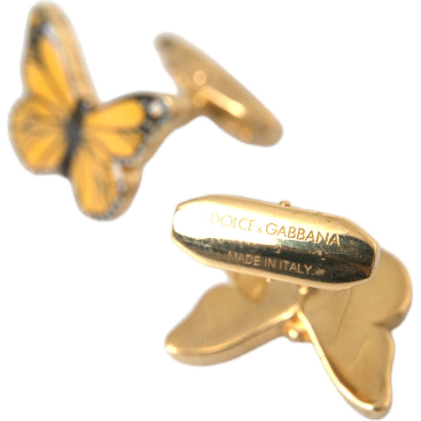 Gold Tone Brass Butterfly Enamel Men Cufflink