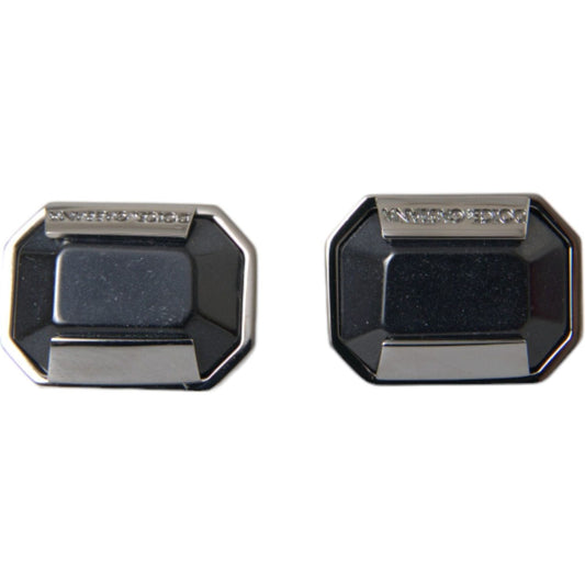 Silver Plated Brass Pin Crystal Cufflinks