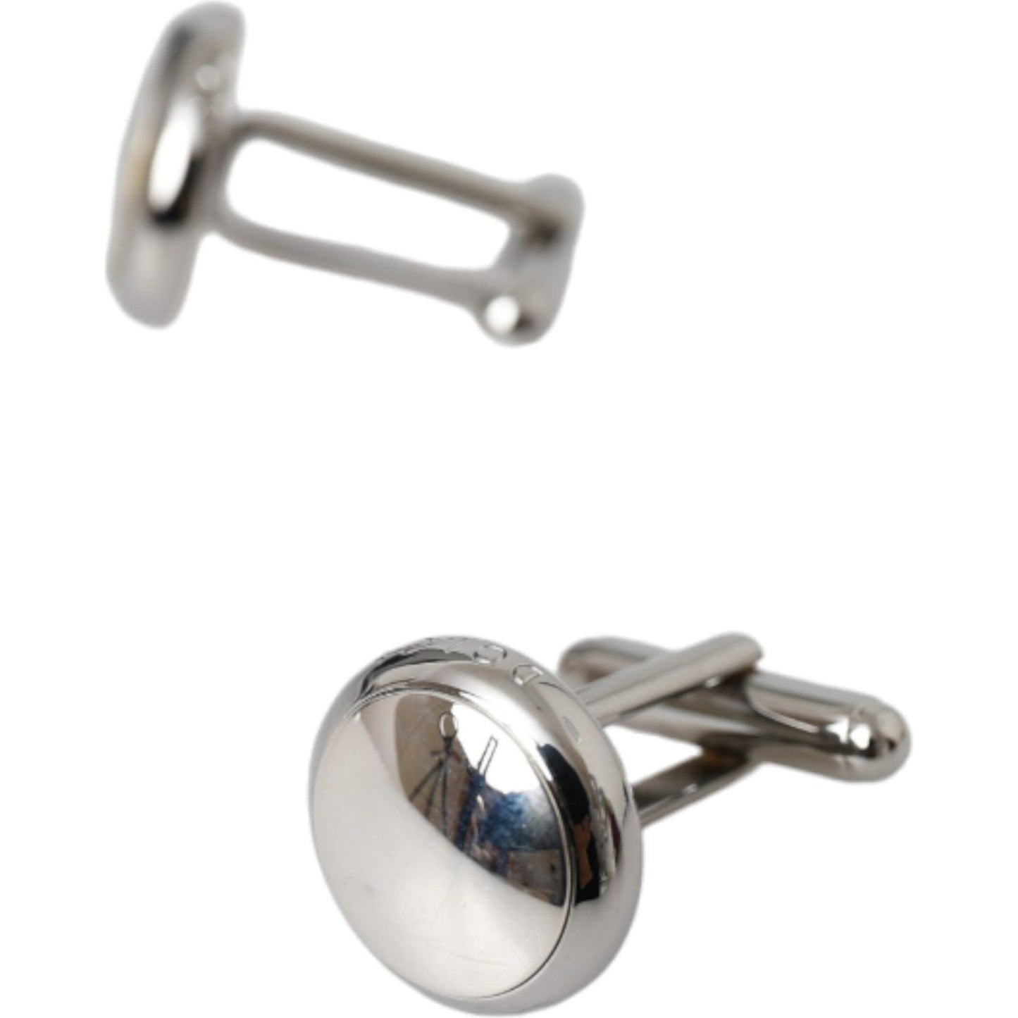 Silver Plated Brass Round Pin Men Cufflinks