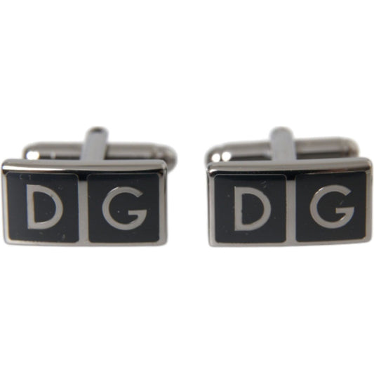 Silver Plated Metal Brass DG Logo Pin Cufflinks Dolce & Gabbana