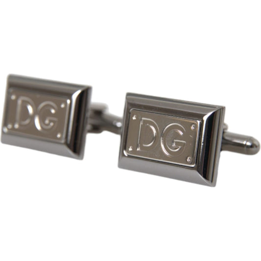 Silver Plated Metal Brass DG Logo Pin Cufflinks Dolce & Gabbana