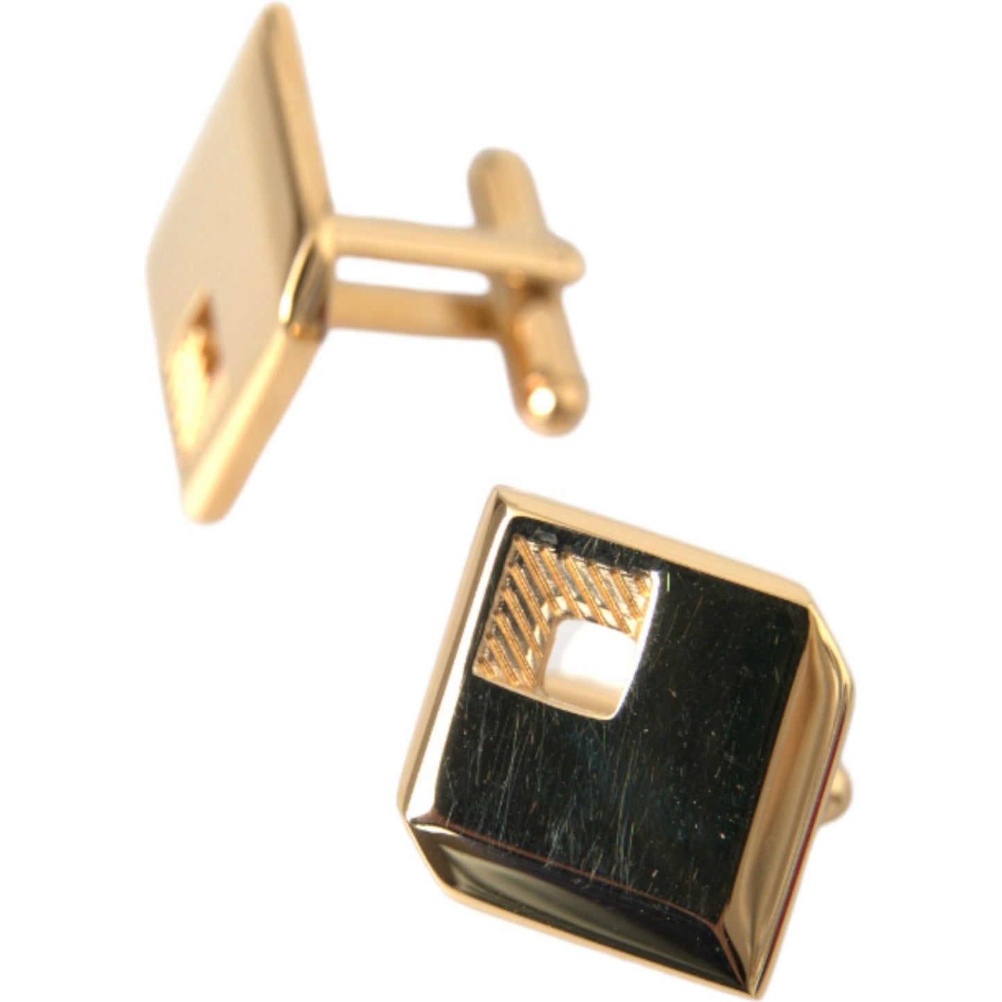 Gold Plated Metal Brass Square Pin Cufflinks