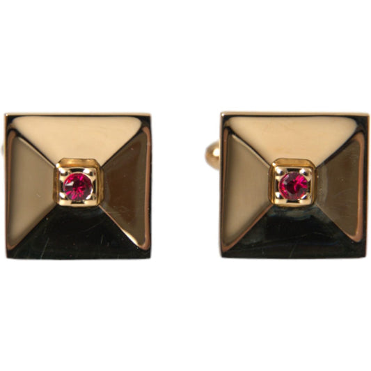 Gold Plated Brass Crystal Square Pin Cufflinks Dolce & Gabbana