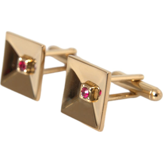 Gold Plated Brass Crystal Square Pin Cufflinks