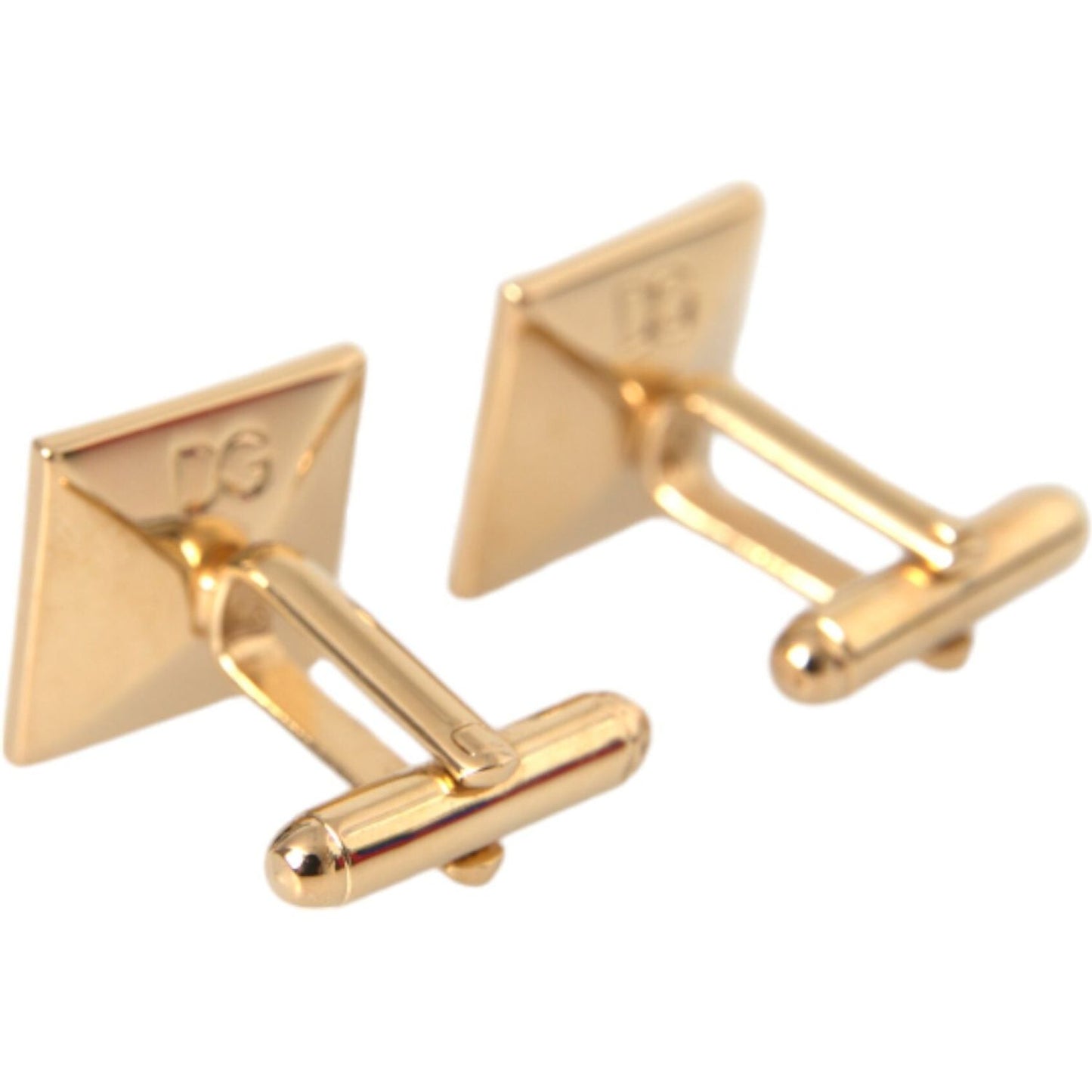 Gold Plated Brass Crystal Square Pin Cufflinks