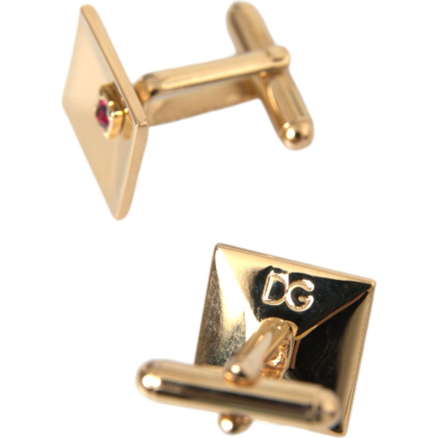 Gold Plated Brass Crystal Square Pin Cufflinks