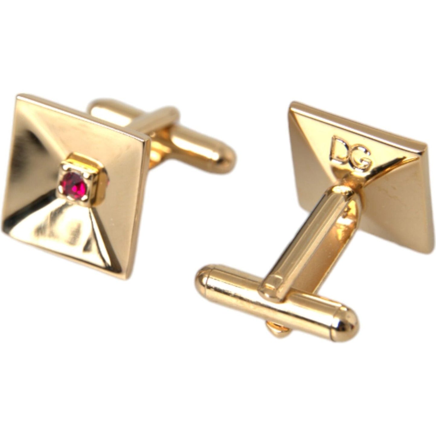 Gold Plated Brass Crystal Square Pin Cufflinks