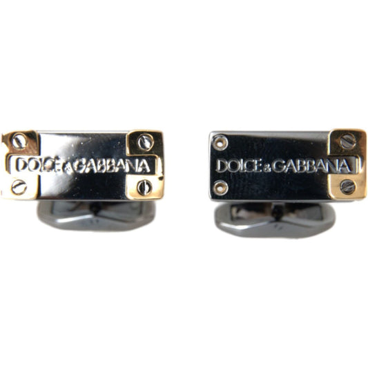 Silver Gold Plated Brass DG Logo Pin Cufflinks Dolce & Gabbana