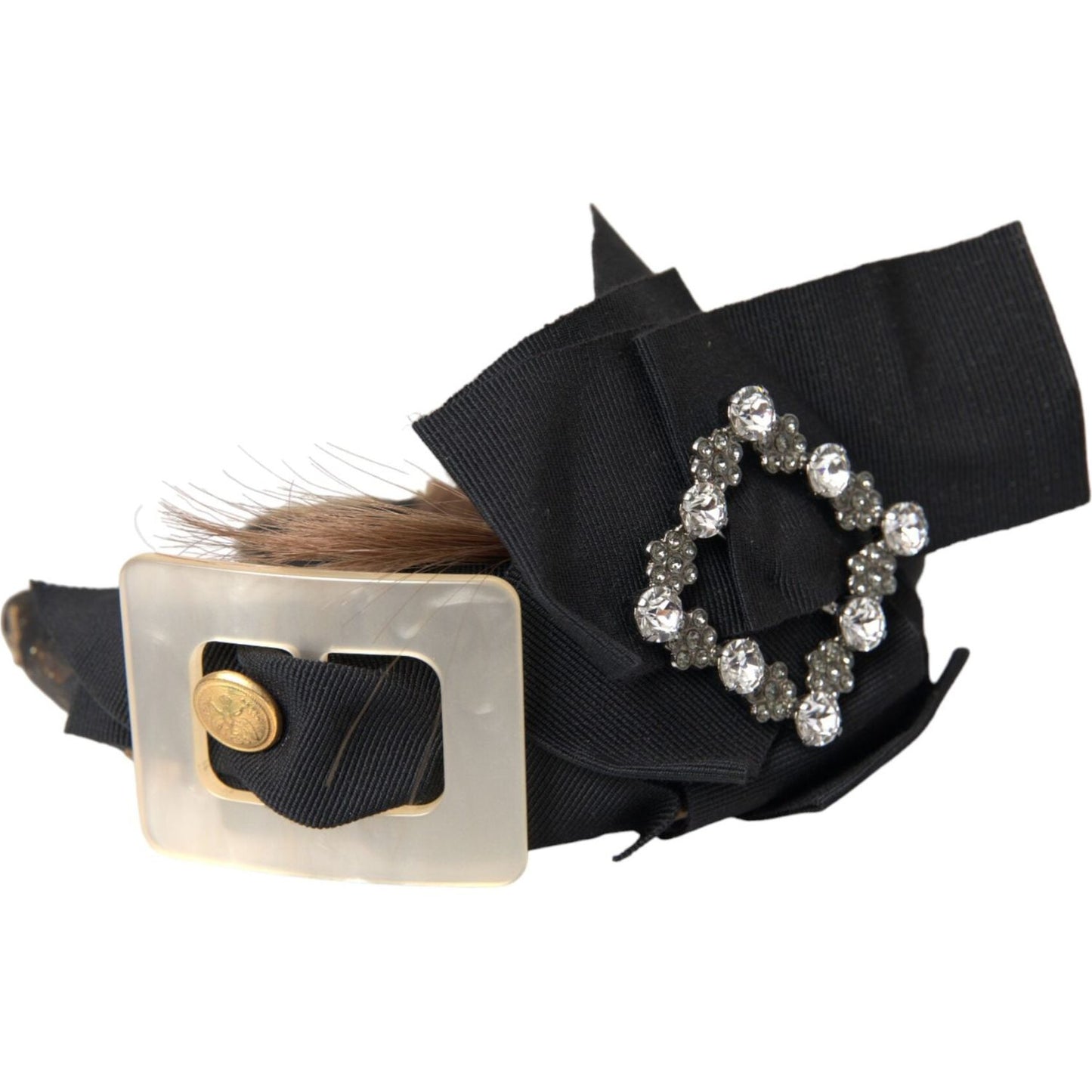 Black Crystal Button Brown Hair Women Headband Diadem