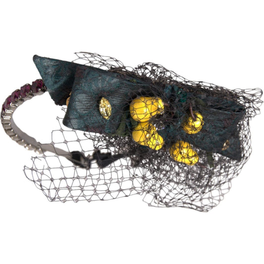 Black Lemons Sicily Purple Crystal Net Headband Diadem