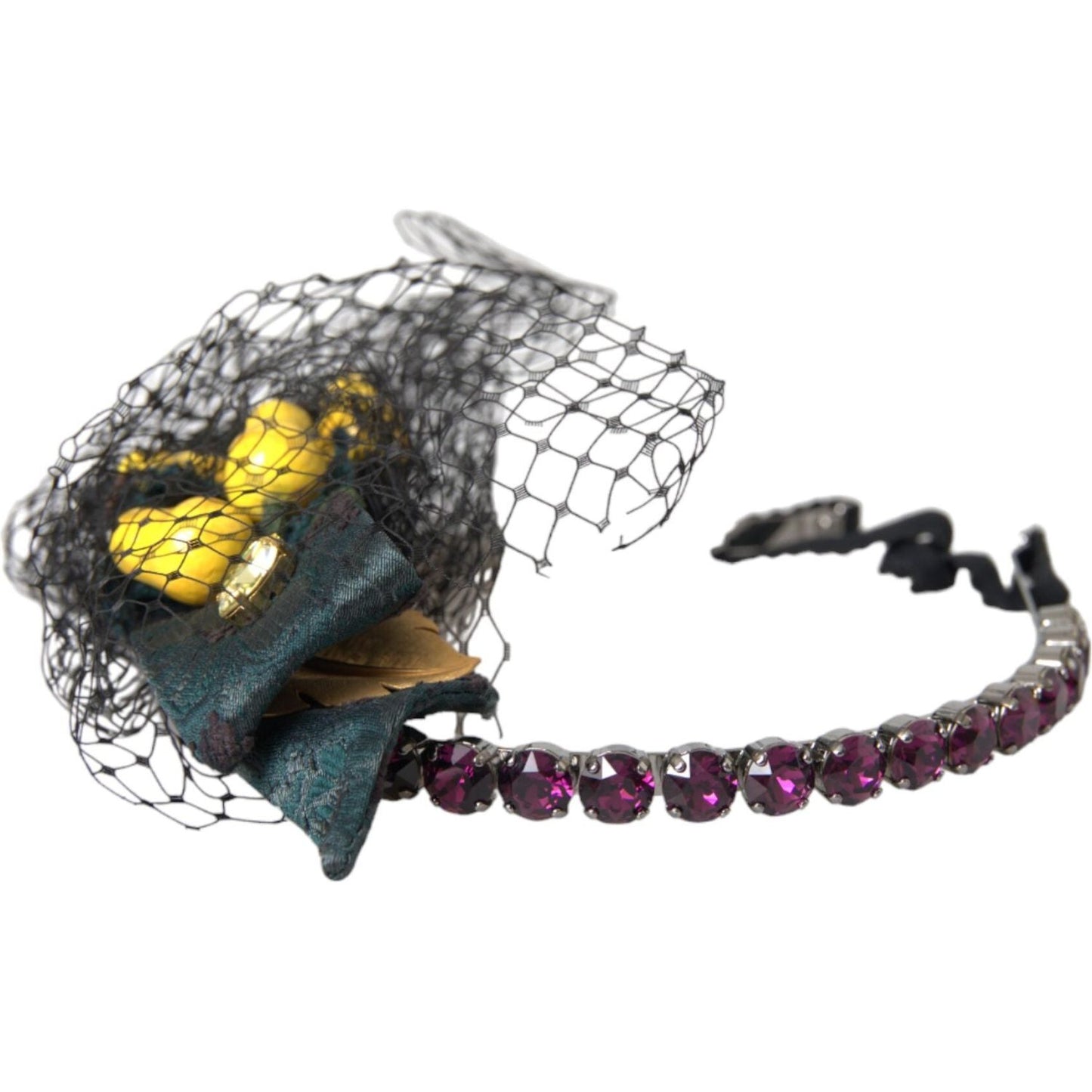 Black Lemons Sicily Purple Crystal Net Headband Diadem